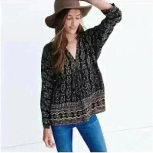 Madewell Silk Bohème Popover Shirt in Burnished Floral Women’s XS